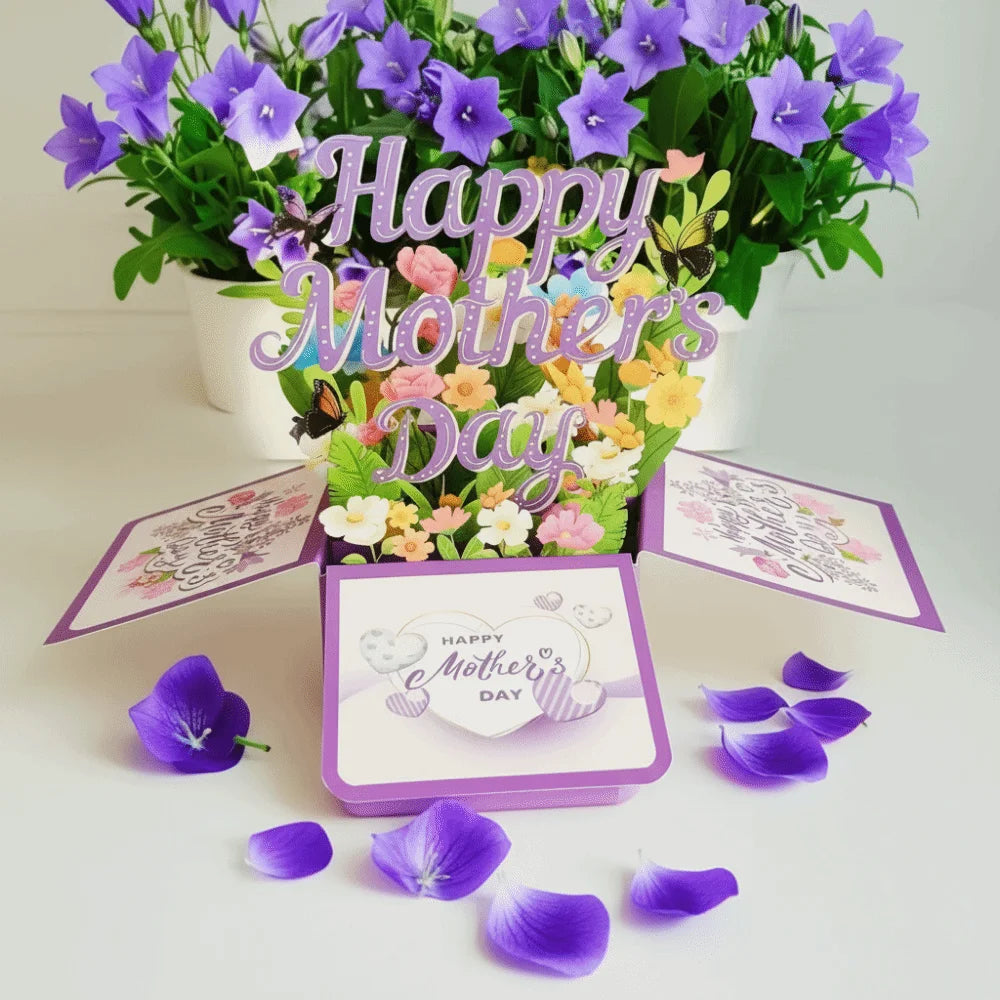Surprise Flower 3D Mother's Day Card Best Wishes Butterfly Mom Greeting Card Gifts Creative Flower Pop Up Card Mother's Day Gift