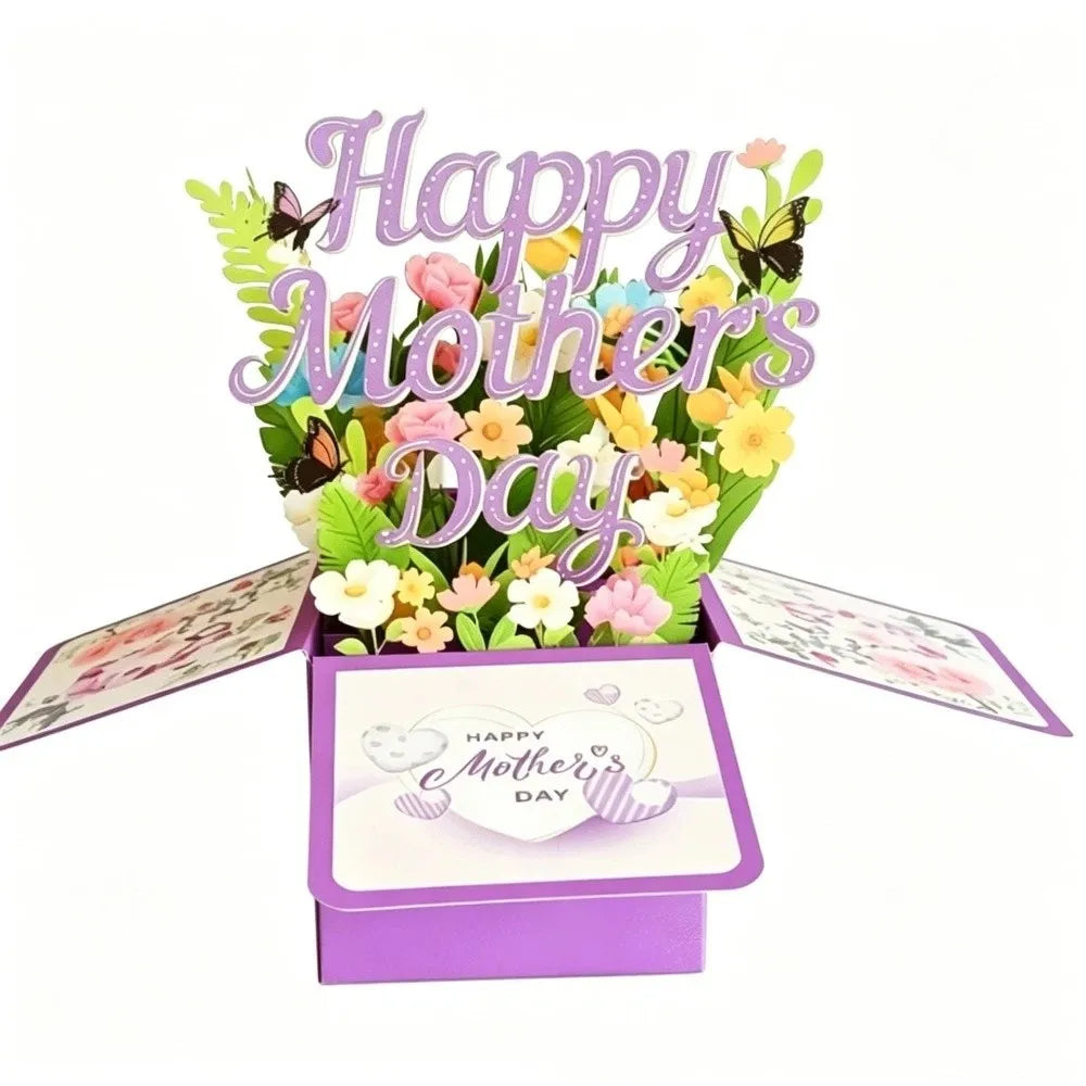 Surprise Flower 3D Mother's Day Card Best Wishes Butterfly Mom Greeting Card Gifts Creative Flower Pop Up Card Mother's Day Gift