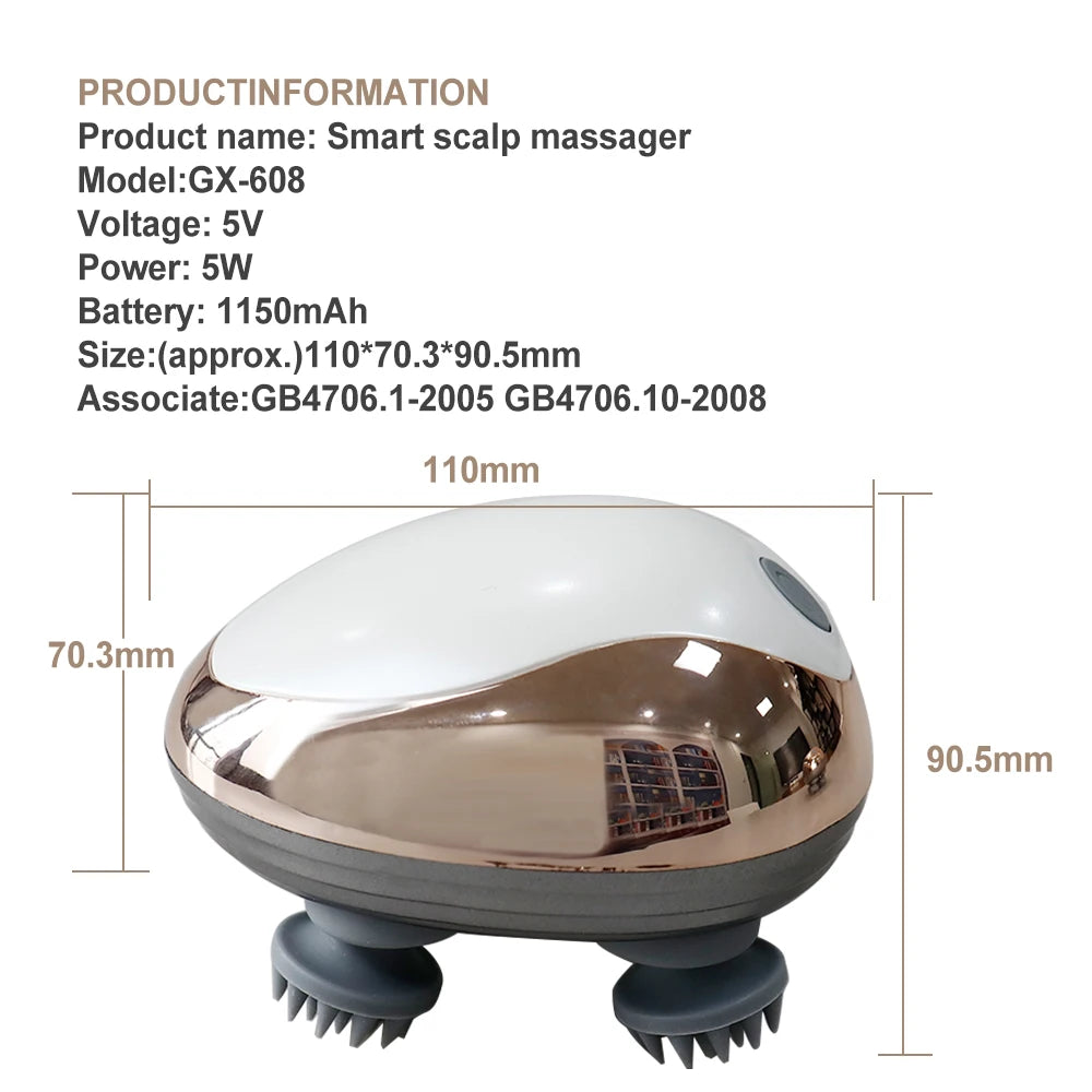 Electric Scalp Vibration Head Massager Device Relax Muscles Kneading Massage Stimulate Blood Circulation and Banish Weariness