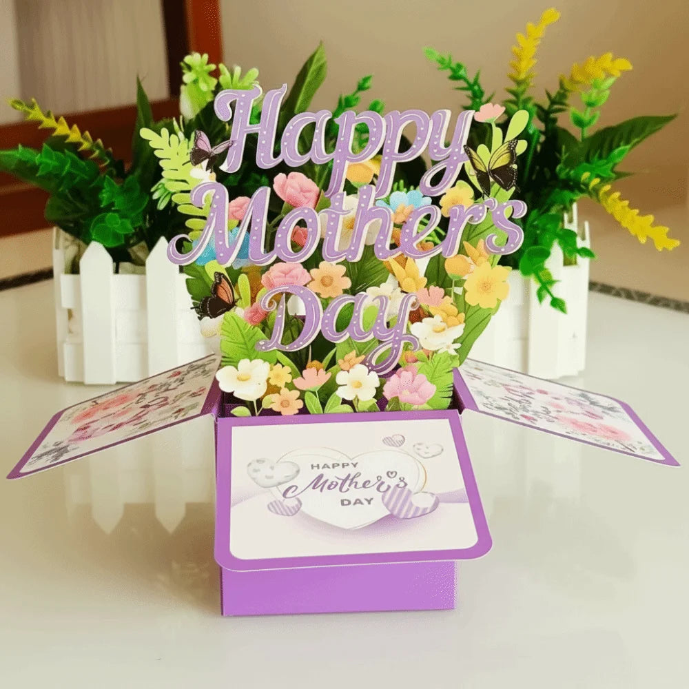 Surprise Flower 3D Mother's Day Card Best Wishes Butterfly Mom Greeting Card Gifts Creative Flower Pop Up Card Mother's Day Gift