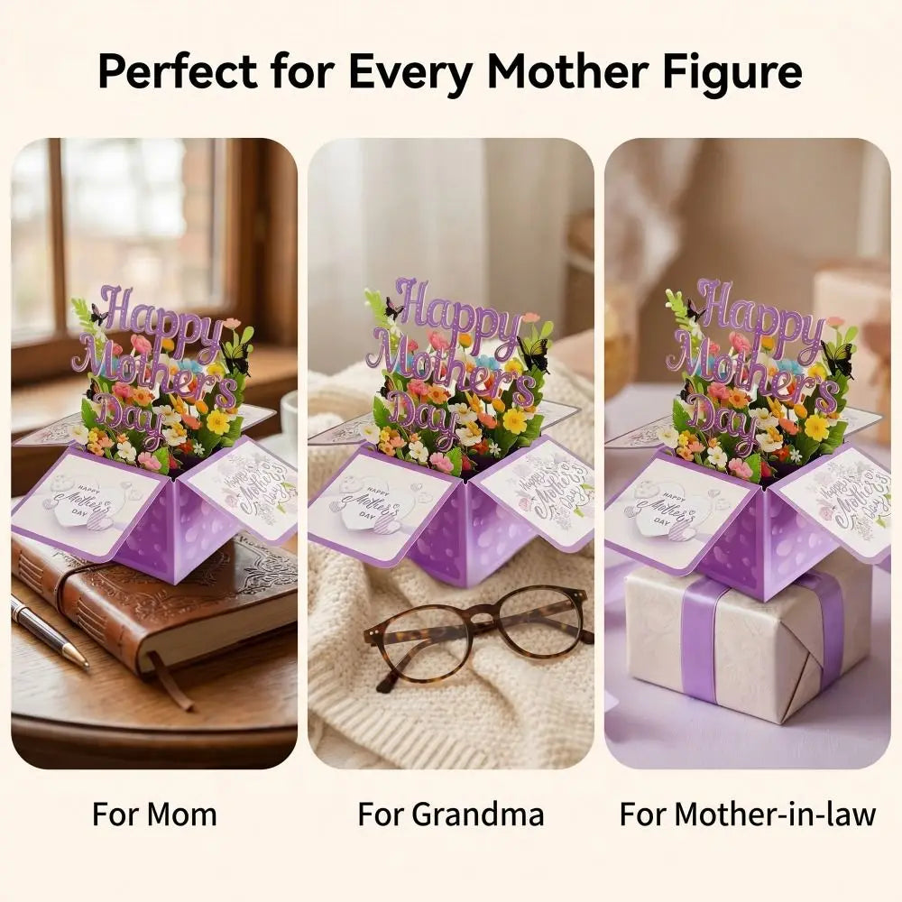 Surprise Flower 3D Mother's Day Card Best Wishes Butterfly Mom Greeting Card Gifts Creative Flower Pop Up Card Mother's Day Gift