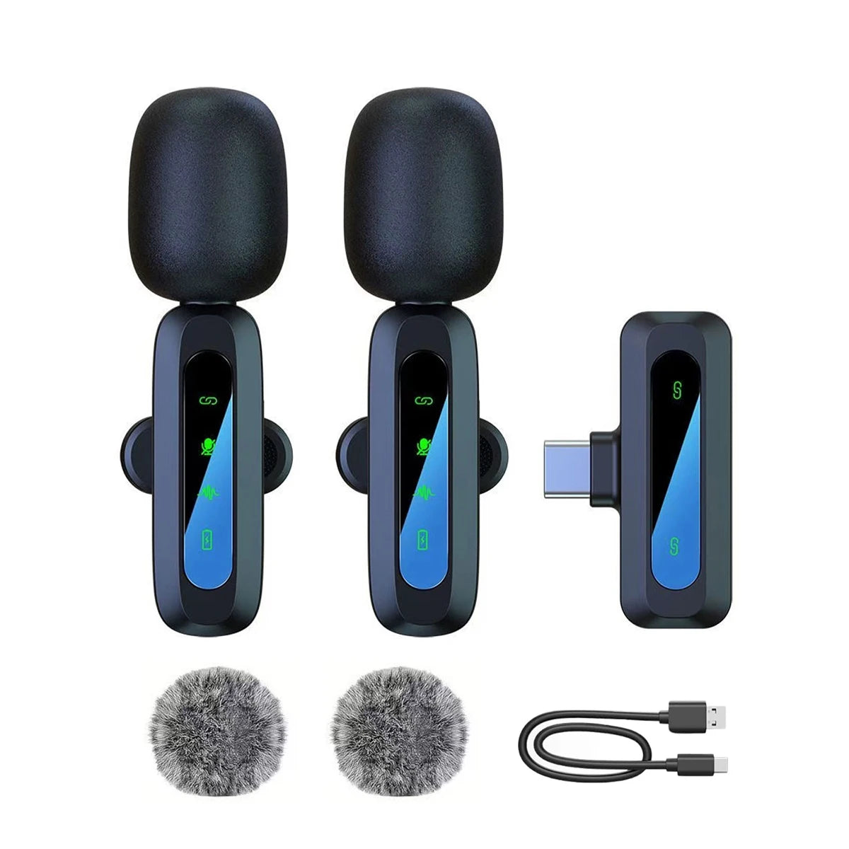 Wireless Lavalier Microphone Noise Reduction Audio Video Recording  For iPhone 15-17, Android, Laptop Live Vlog YouTube TikTok