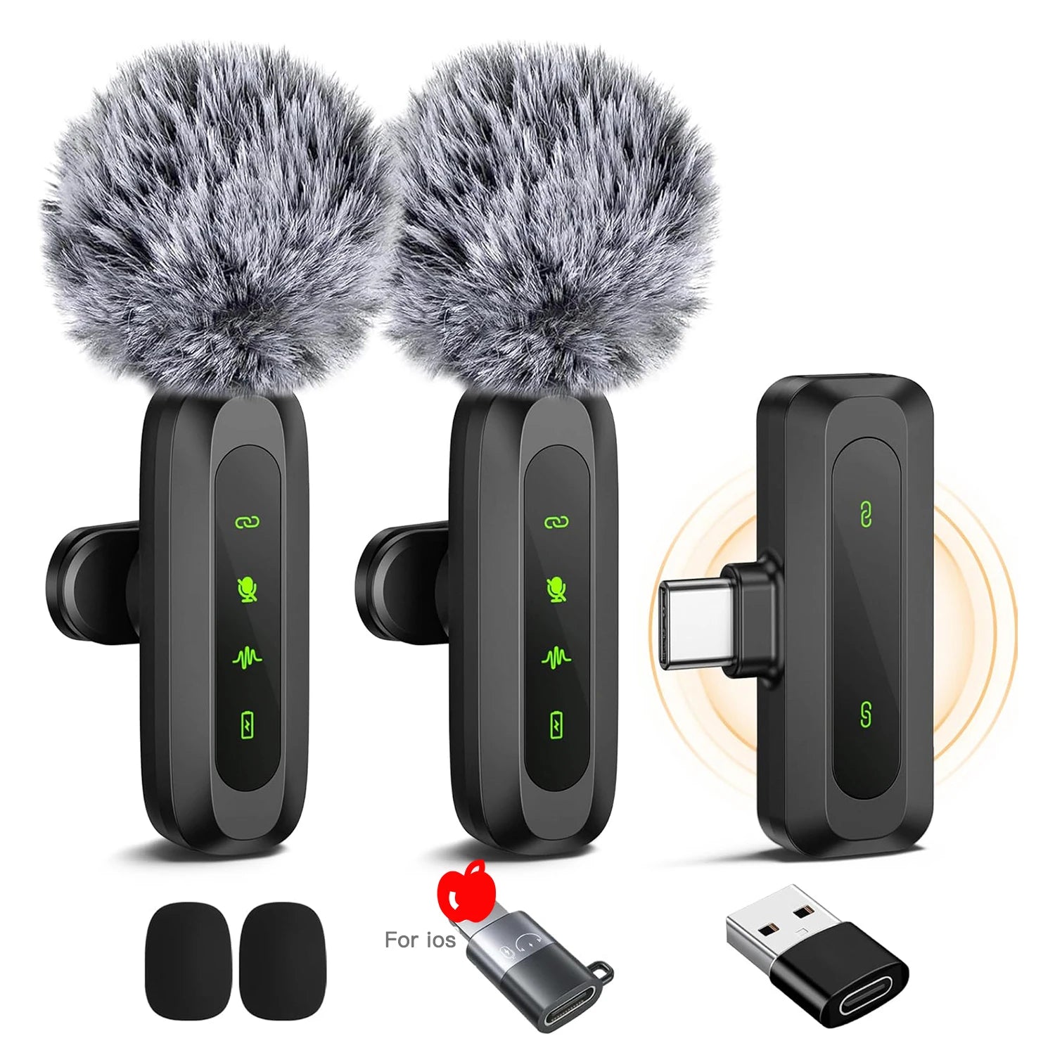 Wireless Lavalier Microphone Noise Reduction Audio Video Recording  For iPhone 15-17, Android, Laptop Live Vlog YouTube TikTok