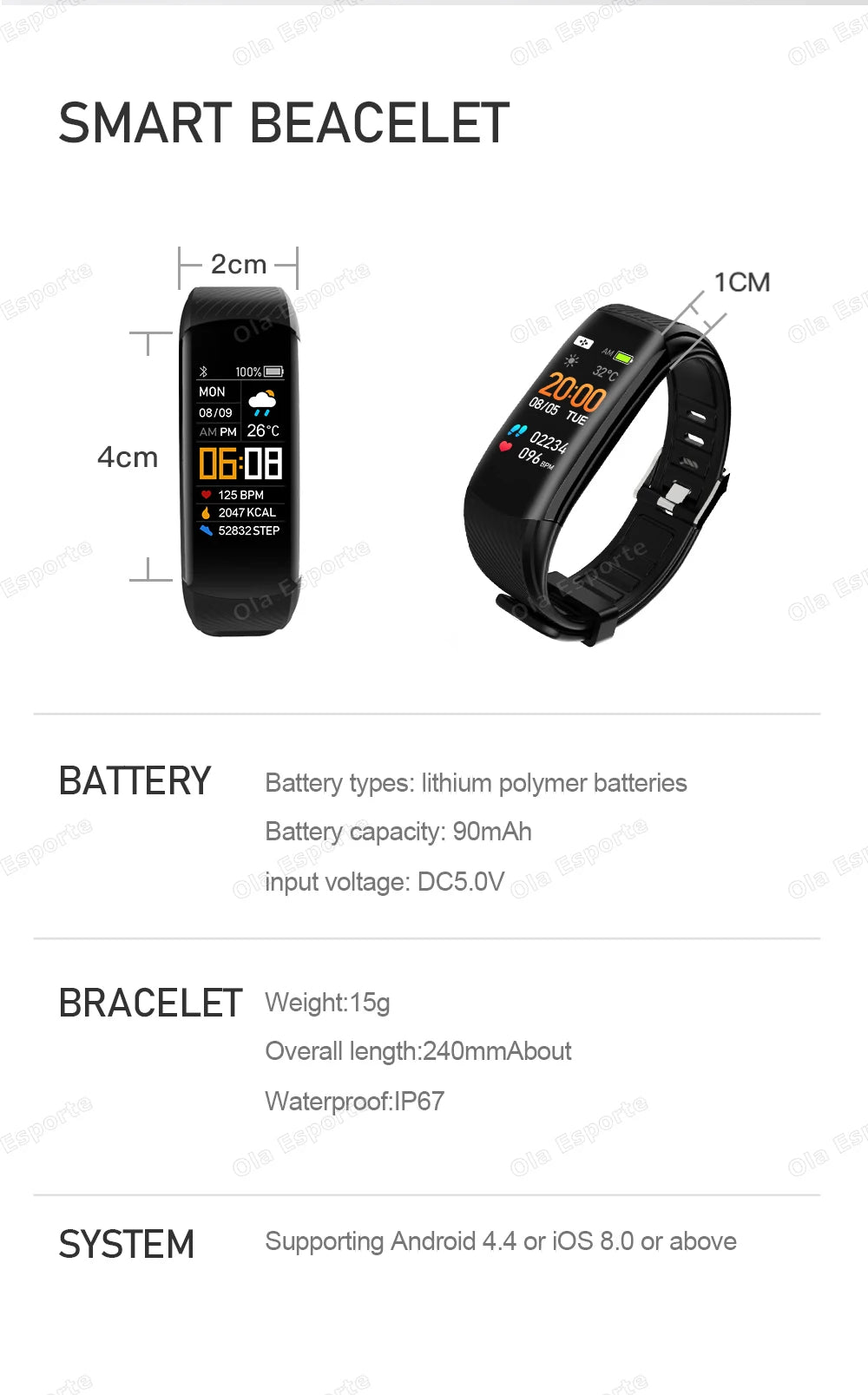 Smart Watch Men Women Bluetooth Step Counting Sports Bracelet Fitness Tracker Heart Rate Blood Pressure Sleep Smart Bracelet New