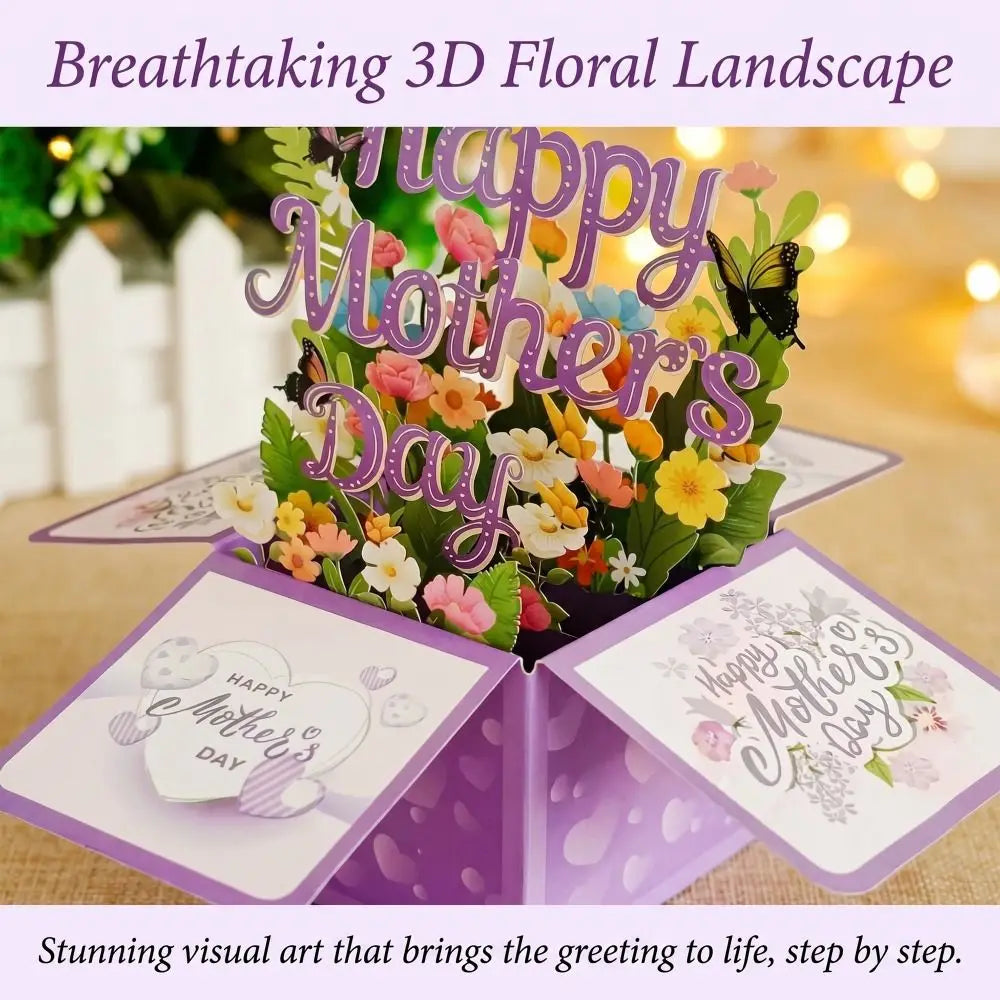 Surprise Flower 3D Mother's Day Card Best Wishes Butterfly Mom Greeting Card Gifts Creative Flower Pop Up Card Mother's Day Gift