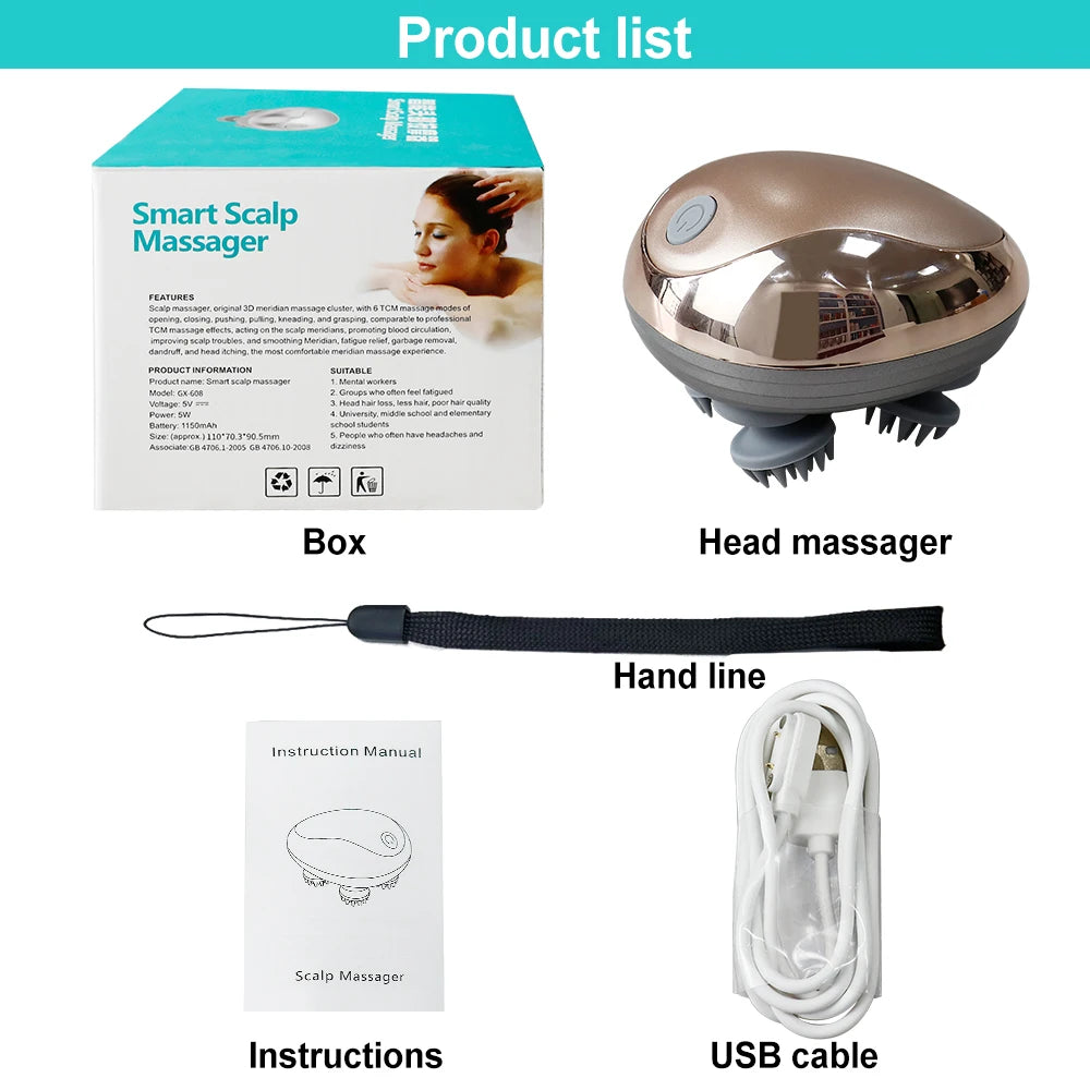 Electric Scalp Vibration Head Massager Device Relax Muscles Kneading Massage Stimulate Blood Circulation and Banish Weariness