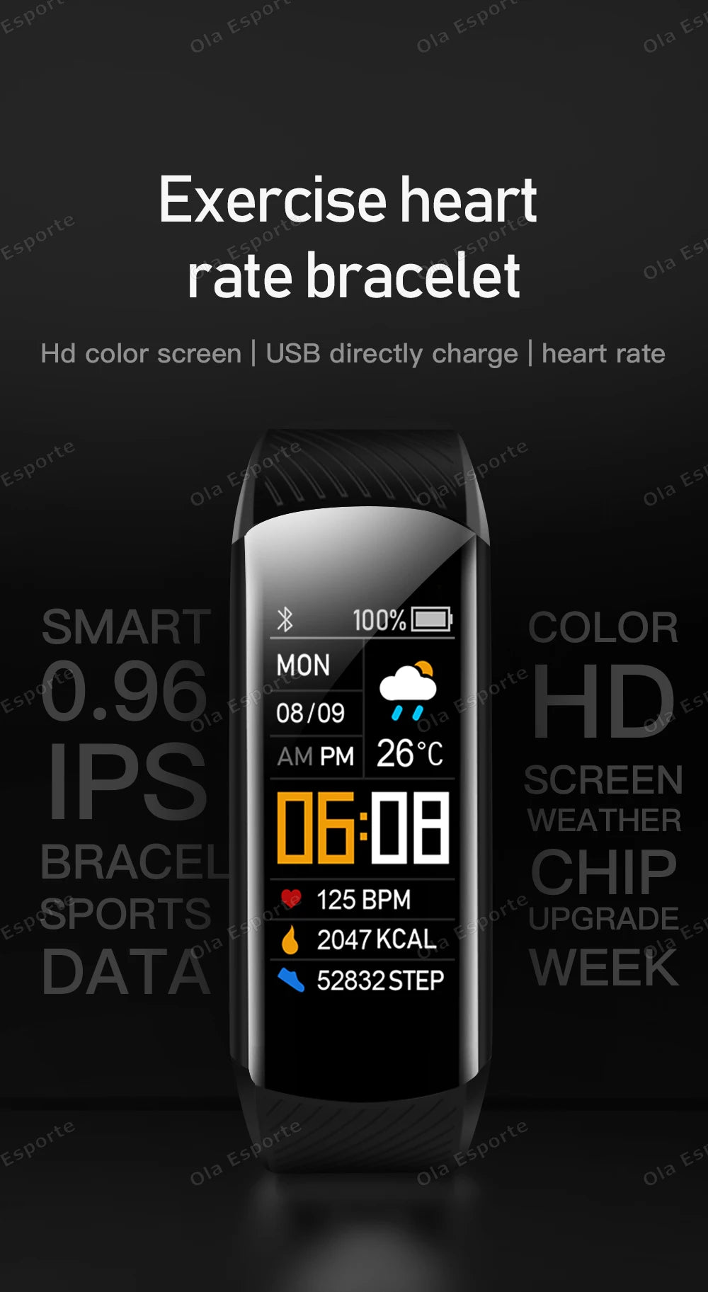 Smart Watch Men Women Bluetooth Step Counting Sports Bracelet Fitness Tracker Heart Rate Blood Pressure Sleep Smart Bracelet New